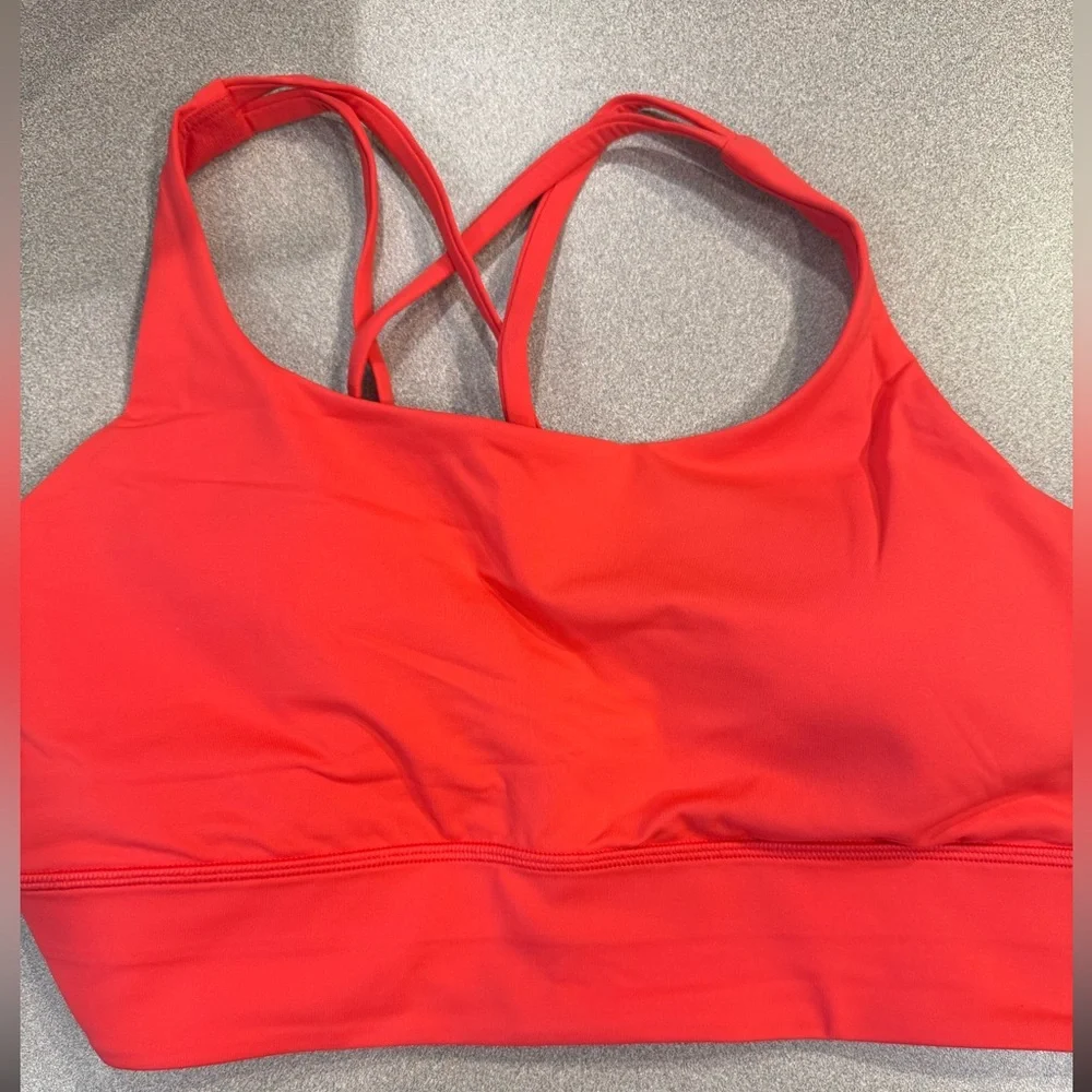 NWT Lululemon Energy Longline Bra Med Support Red Glow Size 12 - Picture 3 of 7